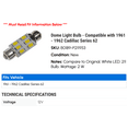 thumbnail image 2 of Dome Light Bulb - Compatible with 1961 - 1962 Cadillac Series 62, 2 of 2