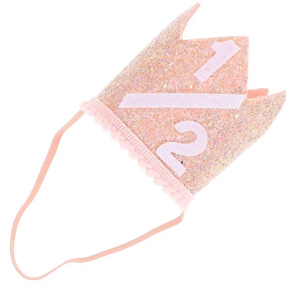 NICEXMAS Girls Party Hat Birthday Crown Hat Rose Gold Polyester 1Pack 9.2x8cm