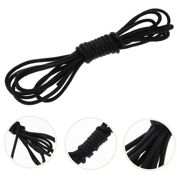 KONTONTY 1 Pair Simple Design Round Shoe Laces Black Polyester for Boots for General Users