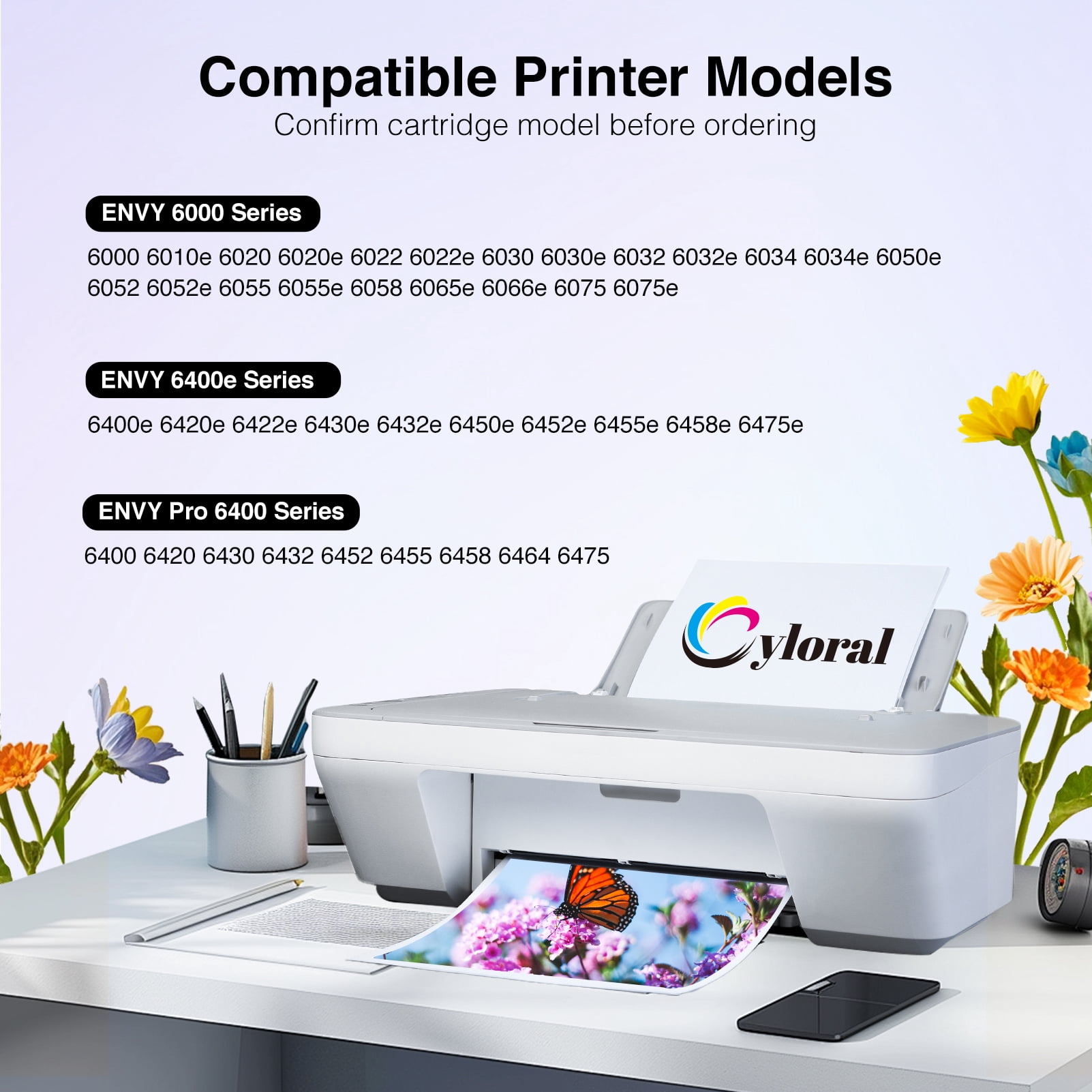 CYLORAL 67XL Ink Cartridges for 67 Ink Deskjet 2800e 2827e 2855e 2852e 2842e 4200e 4255e 4258e 2700 2755e Envy 6055e 6455e 6058e 6458e Printer Black and Color High-Yield