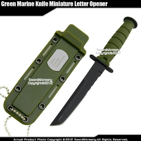 Green Small Marine Combat Knife Replica Letter Opener Dagger Serrated w/