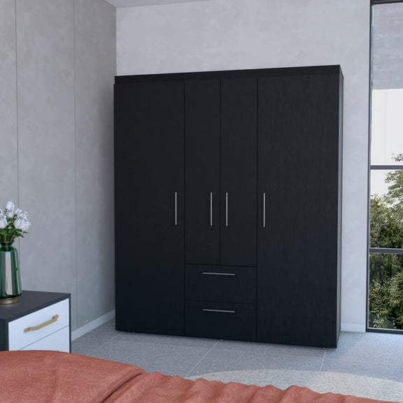 CoSoTower Black All-In-One 2-Door Armoire