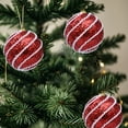 thumbnail image 4 of RBCKVXZ 3.15" 3 Pcs Red and White Christmas Tree Ornaments Sequin Shatterproof Christmas Hanging Decor Pearl Balls for Xmas Trees,Holiday Party, 4 of 7