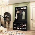 thumbnail image 3 of FUFU&GAGA Coat Rack  Hall Tree Shoe Bench Accent Furniture Entryway Living Room Black, 3 of 5