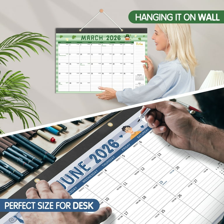 Deli, 2026 Desk Calendar, 12 Months, 17x12 Inches, Thick Paper