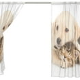 thumbnail image 4 of Coolnut Dog Hug Sleeping Cat Sheer Gauze Door Curtain Window Curtain Drapes for Living Room Kids Bedroom Window Treatment W55 x L78 In 2 Panels, 4 of 4