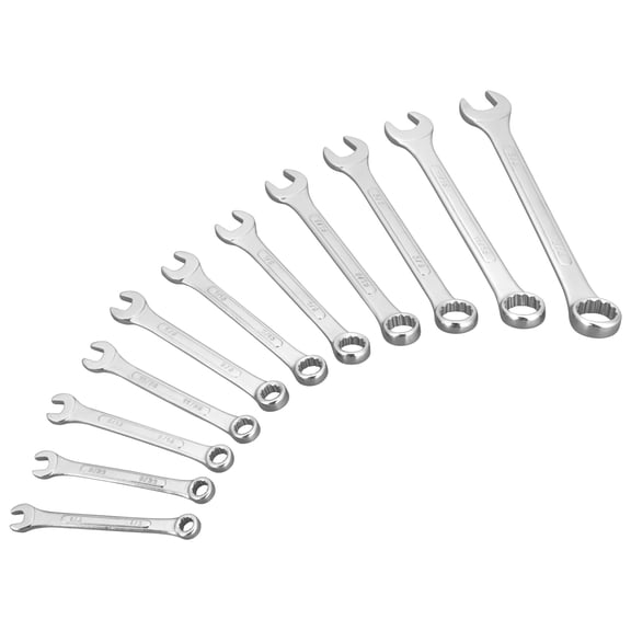 Performance Tool W1042 11 Pc. SAE Wrench Set - Nickel Chrome-Plated, Carbon Steel, Storage Rack