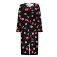 thumbnail image 5 of FOR U DESIGNS Cherry Flower Pattern Womens Nightgown Comfortable House Dresses for Women with Pockets, Soft Women Zipper Robes Knit Long Sleeve House Coat, 4XL, 5 of 8