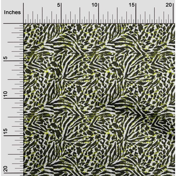 oneOone Georgette Viscose Olive Green Fabric Animal Skin Sewing Material Print Fabric By The Yard 42 Inch Wide-JSK