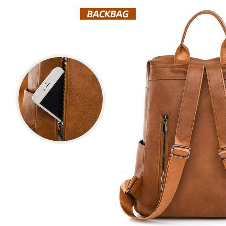 Backpack Purse Fashion Purse Backpack Travel PU Leather Backpack Shoulder Bag for Women Coffee Walmart