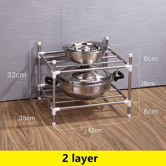 kitchen storage and organization Stainless steel dish drainer Multi-layer Kitchen shelf Pan organizer Floor-standing Rack heqiyong LED