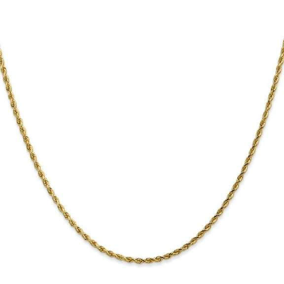 Diamond2Deal 10K Yellow Gold 2mm Diamond-Cut Rope Chain Necklace for Men 26"