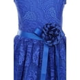 thumbnail image 2 of Big Girls' Cap Sleeve Lace Floral Overlay Sash Flowers Flowers Girls Dresses Blush 14 (J20KS66), 2 of 3