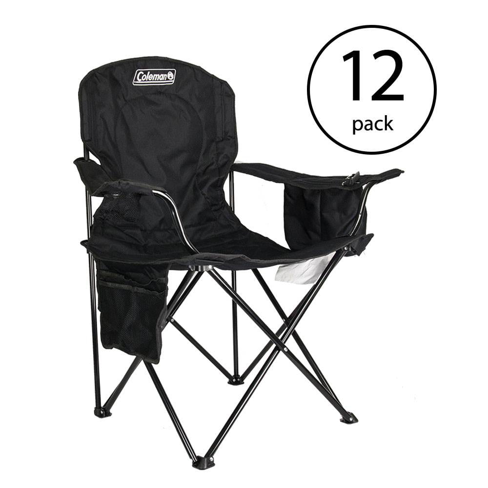 Coleman Camping Oversized Quad Chair WITH COOLER Black Compact Folding Fishing
