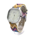 thumbnail image 2 of Geneva Tribal Pattern Weave Buckle Band Rectangle Analog Wrist Watch Silver Yellow, 2 of 4