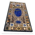 thumbnail image 2 of Mughal Art-Inspired Black Marble Table Inlaid with Semi-Precious Stones – Elegant Furniture for Home & Office, Dining & Coffee Table Tops-48x84 Inch, 2 of 3