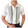 thumbnail image 1 of Camisas de manga corta con botones de solapa y costuras de bloques de colores para hombre Pompotops  oipoqjl48891, 1 of 9