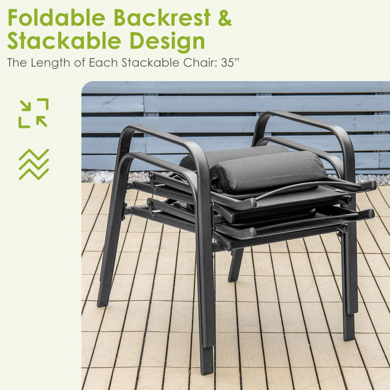 Aimee Lii 3 Pieces Outdoor Patio Furniture Set, Patio Bistro Furniture Set with Adjustable Backrest, Black