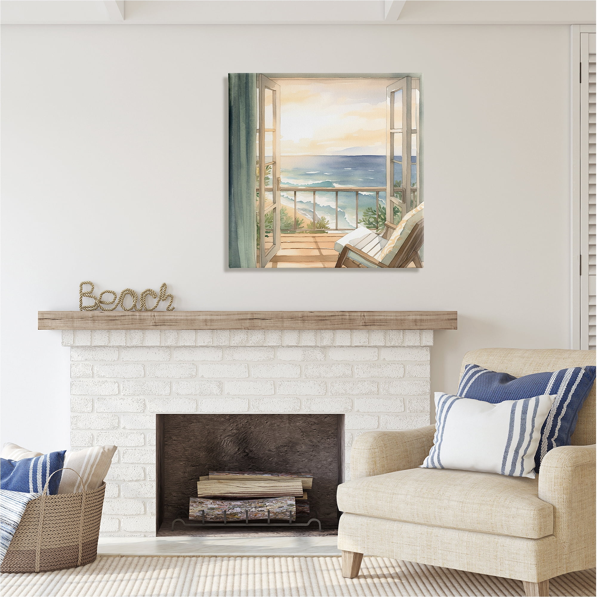 Stupell Industries Seaside Escape Scenery Landscape Painting Gallery Wrapped Canvas Art Print Wall Art, 30 x 30