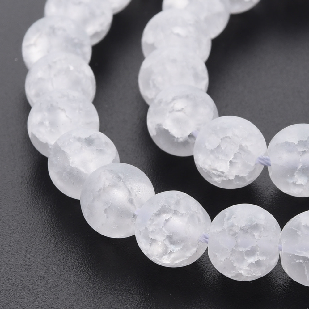 10strands Glass Beads Strands Frosted Round Clear 8mm Hole: 1.2mm about 50~51pcs/strand 15.35 inch(39cm)