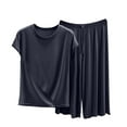 thumbnail image 2 of TMOYZQ Two Piece Sets for Women Casual Travel Vacation Outfits Summer Wide Leg Crop Pants Lounge Sets, 2 of 3