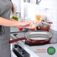 thumbnail image 5 of NutriChef - Juego de 11 ollas y sartenes antiadherentes para cocina, elegante juego de utensilios de cocina con elegante patrón de diamante, interior gris y exterior rojo, asas de tacto frío, 5 of 5
