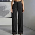 thumbnail image 2 of VBVC Women's Corduroy High Waisted Pants , Winter Business Work Trousers For Women , Ladies' Wide Leg Trousers with Pockets, Black , S-3XL, 2 of 10