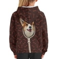 thumbnail image 6 of Xoenoiee Hooded Sweater for Kids Long Sleeve Hoodies with Kangaroo Pocket Fall Winter Warm Clothing for Traveling Running Hiking, Vintage Corgy Dog Bone Pattern, M, 6 of 7