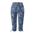 thumbnail image 4 of Mrat Printed Cropped Pants Female Long Pants Drawstring Printed Cropped Pants Cargo Sweatpants for Female High Waisted Straight Capris with Pockets Blue_AA XL, 4 of 5