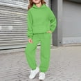thumbnail image 2 of XADYUY Girls 2 Piece Outfits Size 7/8 Oversized Long Sleeve Girls Hoodie and Baggy Sweatpants Winter Boys Two Piece Outfit,8-9Years,Fluorescent Green, 2 of 6
