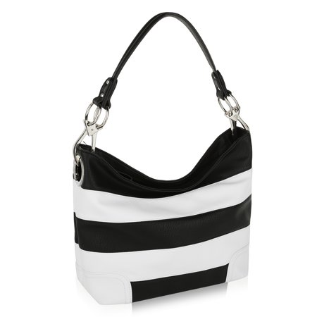 Emily Soft Vegan Leather Stripe Hobo Handbag