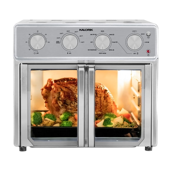 Horno freidora de aire Kalorik MAXX®, combinación de horno tostador de encimera 9 en 1 de 26 cuartos y freidora de aire: freír, hornear, asar, asar y más, 7 accesorios fáciles de limpiar, 1700 W, acer