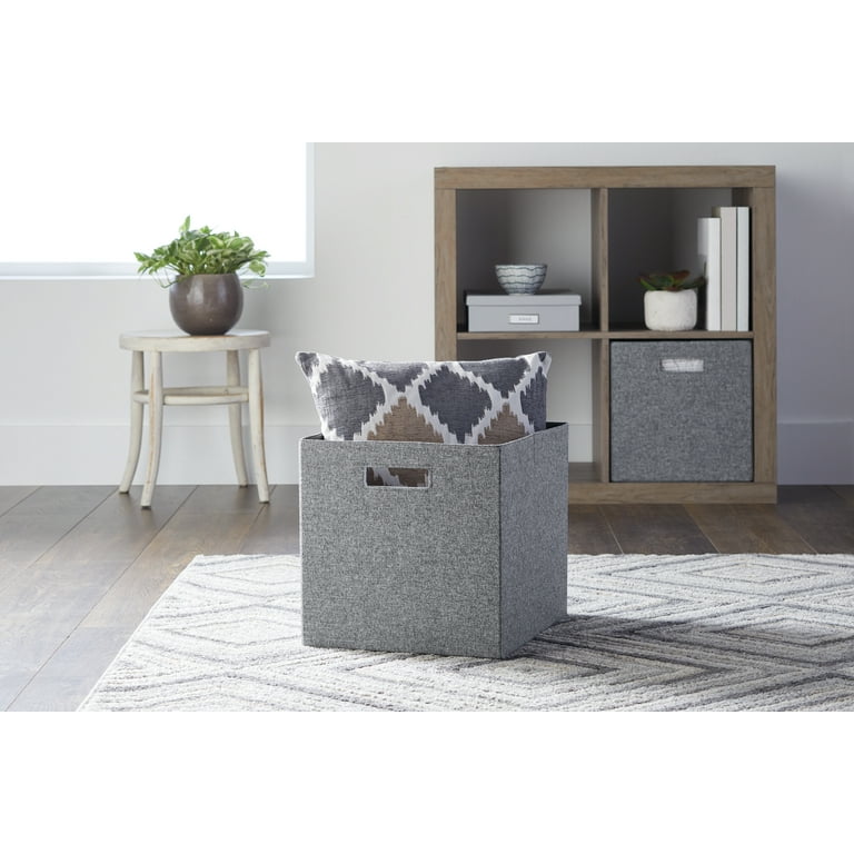 Better Homes & Gardens 12.75 Fabric Cube Storage Bin, Gray