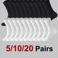 thumbnail image 2 of 5/10/20 Pairs Neutral Solid Color Round Neck Socks Spring Summer Sweat Absorbing Breathable Soft Comfortable Couple Sports Socks, 2 of 10