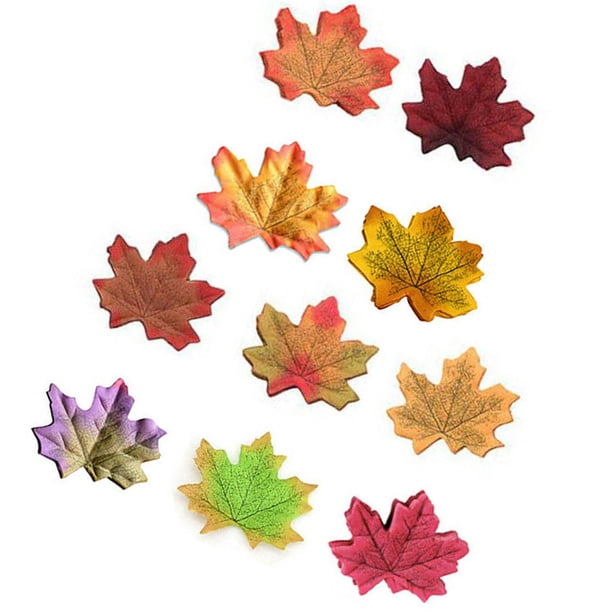 Moyic 100 piezas de hoja falsa de arce artificial exquisita mano de obra fina decoraciones de fiesta decoración de Navidad hojas decorativas simuladas Kits de decoración para fiestas Moyic HA037958-00