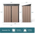 thumbnail image 3 of 5x3 ft Outdoor Storage Shed, Metal Garden Tool Shed with Lockable Doors, for Outsides,Yard, Backyard Patio, Lawn - Brown, 3 of 8