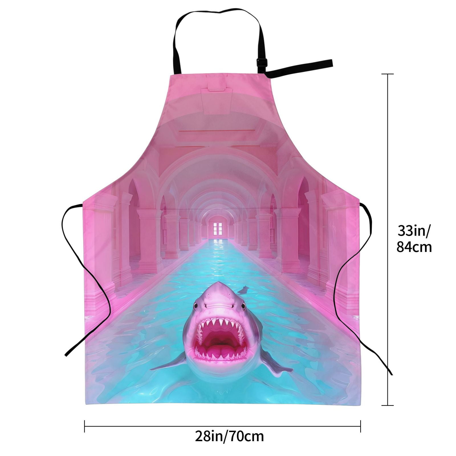 Kdxio Pink Shark Pool Fantasy Apron with Pockets Adjustable Kitchen Aprons for Men Women Waterproof Aprons for Cooking,Drawing,Crafting, Baking Household Cleaning