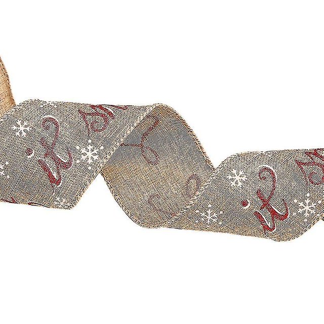10 rollos de cinta navideña de arpillera rústica con letras de copo de nieve de alce de dibujos animados impresas para manualidades, envoltura de regalos, decoración de árboles de fiesta navideña