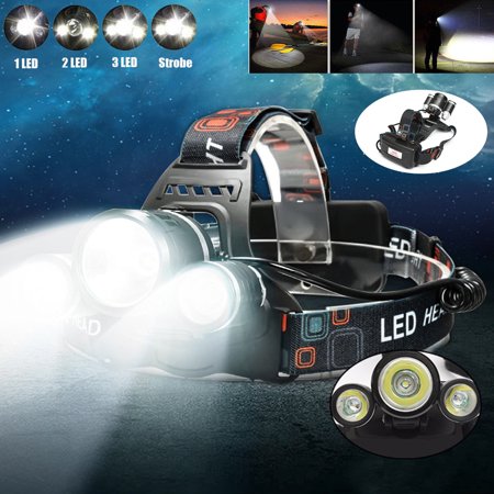 Headlamp Flashlight Torch (5000 Lm 3 x T6 LED Rechargeable Headlamp Headlight Flashlight Torch 3 Modes For Outdoor Camping)