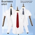 thumbnail image 4 of White Short/Long Sleeve Work Shirt Lapel Button Down Uniform Pilot Dress Shirt, 4 of 20