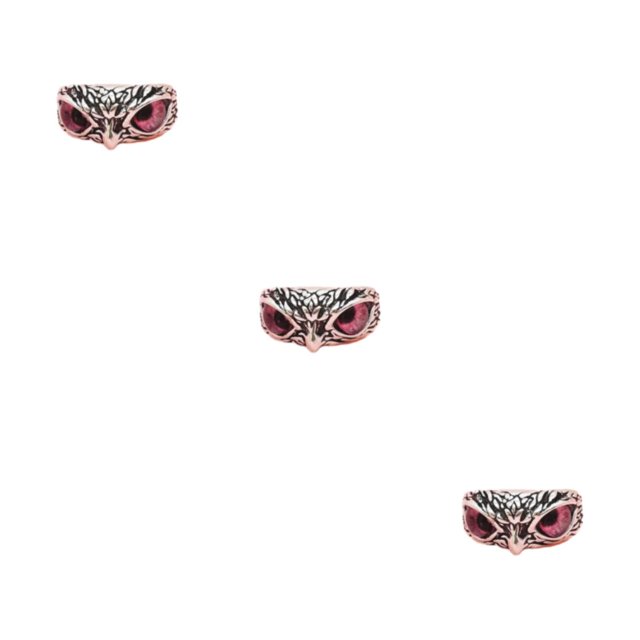 Guardurnaity Anillo de búho a prueba de herrumbre hecho en aleación y anillo de ojo de tamaño ajustable fiesta informal brillo metálico rosa Type1 NO1