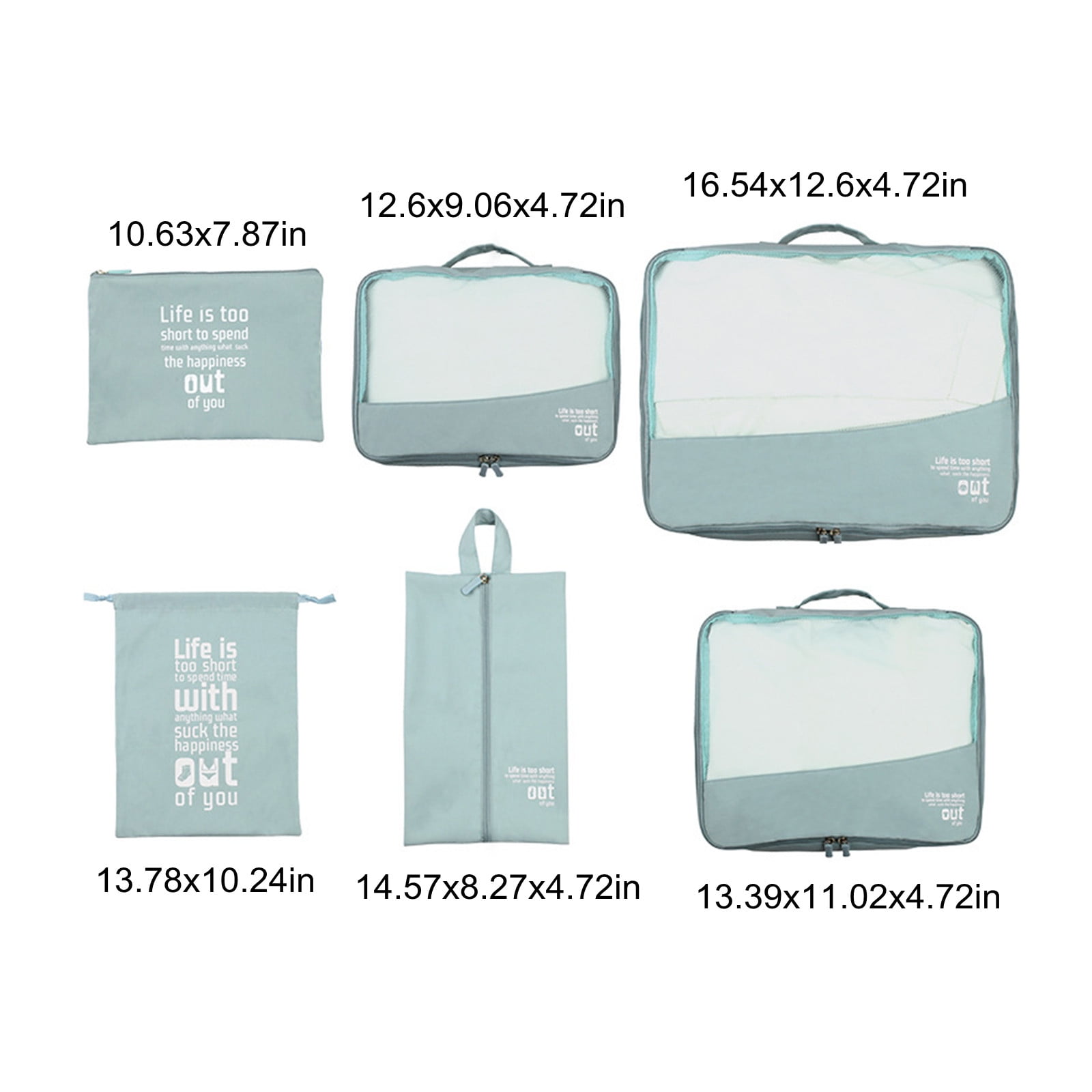 Qholemyo Closet Organizers And Storage 6 Pieces Fabric Travel Luggage Cubes Multi Functional Accessory Storage Bags