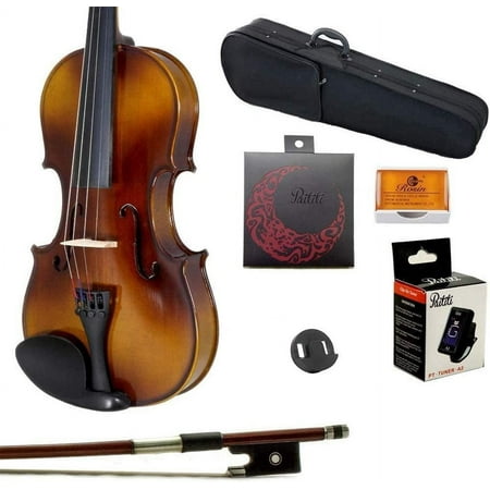 Paititi 1/8 Size Solid Wood Student Violin Complete Package w Case Bow Rosin String Mute Tuner Complete Package