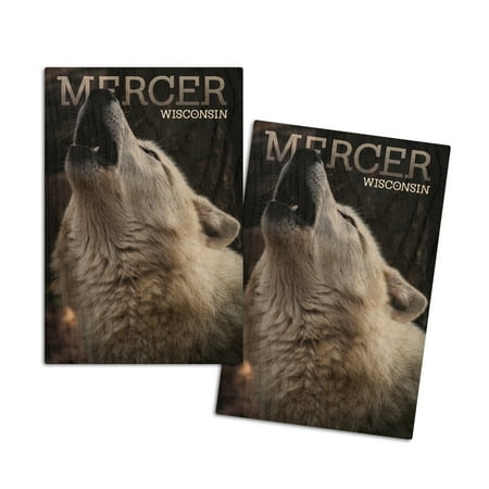 

Mercer Wisconsin Wolf Howling (4x6 Birch Wood Postcards 2-Pack Stationary Rustic Home Wall Decor)
