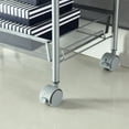 thumbnail image 5 of 3 Tier Mesh Wire Rolling Cart, Utility Carts with Lockable Wheels, Multifunction Storage Cart Organizer for Bathroom, Bedroom, Pantry, Kitchen, Home, Office (Silver), 5 of 8