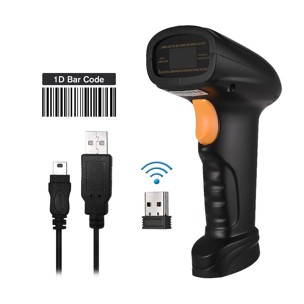 1D Barcode Scanner 2.4G Charge Cable Wireless Cordless Portable Laser Reader USB 