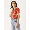 thumbnail image 2 of DressBerry Women’s Printed Cotton Flex Square Neck Top Front Buttoned Short Puffed Sleeves Waist Length Party Wear Light Weighted Casual Summer Top, 2 of 7