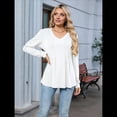 thumbnail image 4 of Blusas de Larga Abullonadas para Mujer, con Cuello en V Plisado, Estilo Túnica de Otoño, Elegantes, Informales, Holgadas, para Verano XXL, 4 of 9