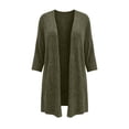 thumbnail image 4 of Lenpel Womens Fall Cardigans Ribbed Knit 3/4 Sleeve Open Front Casual Lightweight Outerwear Flowy Comfy Soft Solid Color Coats(Army Green,Medium), 4 of 6