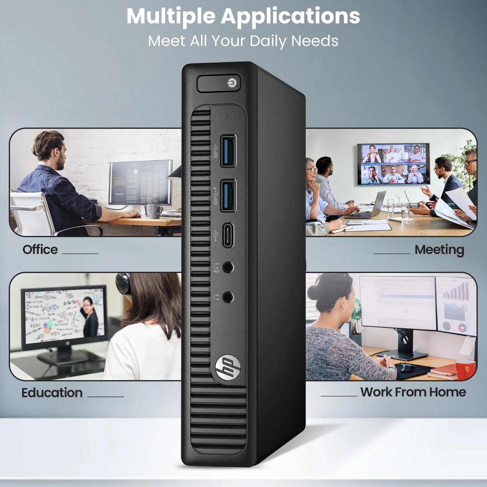 Restored HP ProDesk 600 G2 Mini Desktop PC - Intel Core i3-6100T, 3.20 GHz - 16GB DDR4 RAM, 256GB SSD - Wi-Fi, Keyboard & Mouse - Win 11 Pro (Refurbished)